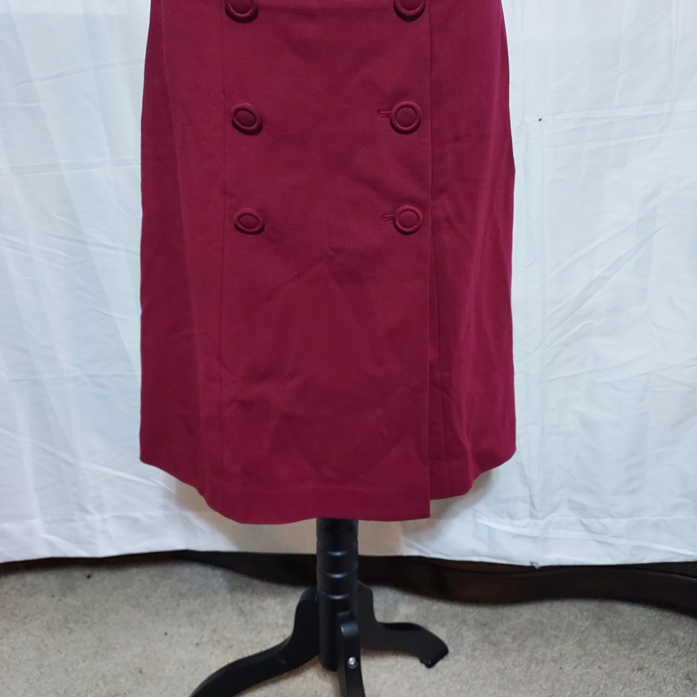 Talbots Burgundy Double-Breasted Pencil Skirt